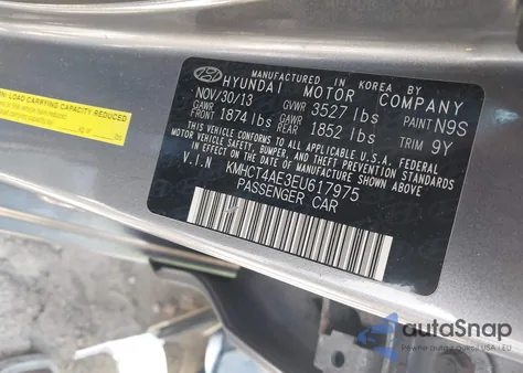 2014 Hyundai Accent Gls из США, поврежденный, VIN KMHCT4AE3EU617975